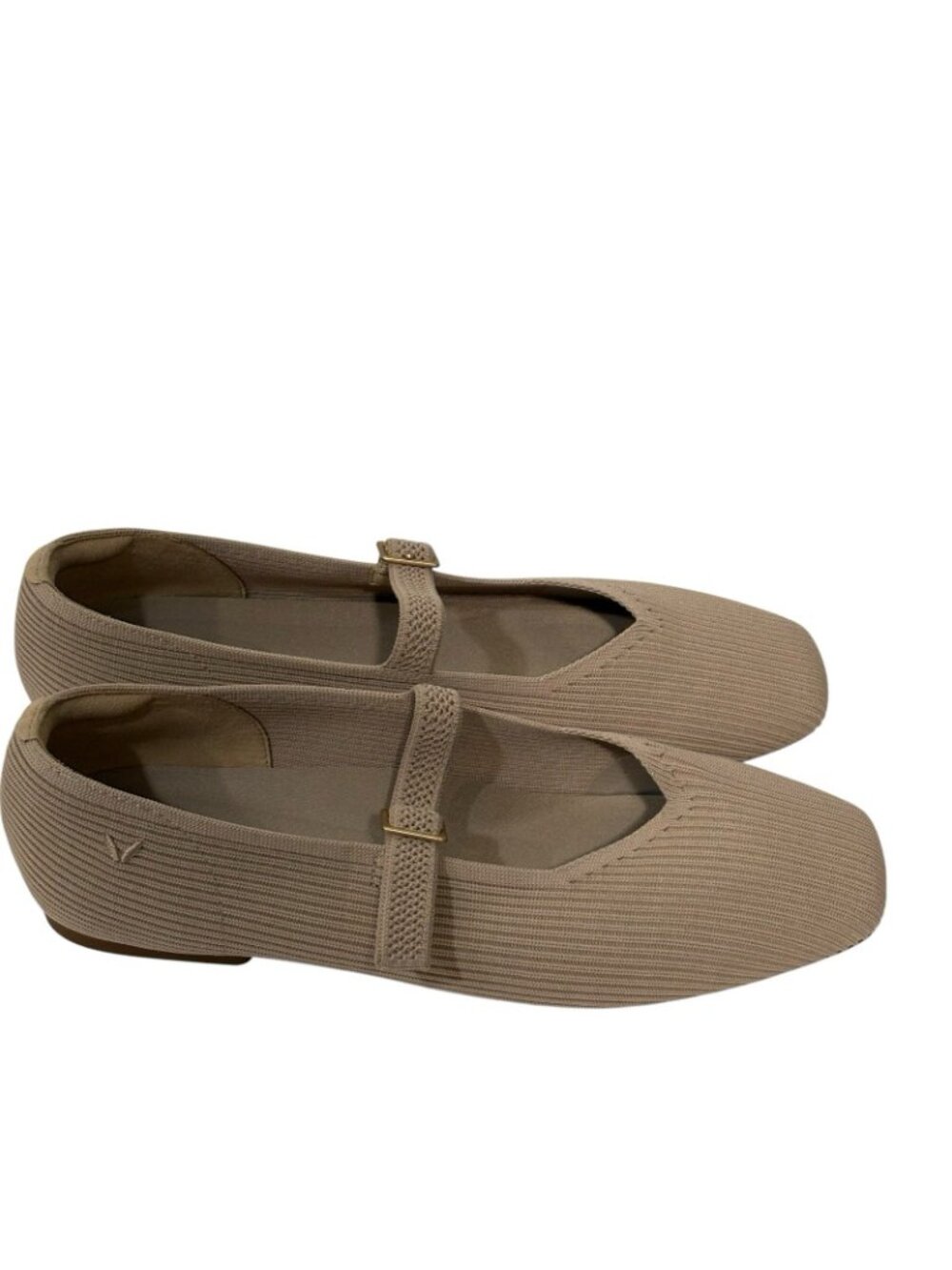 Vivaia Margot Mary Jane Shoes Beige Ribbed Knit Square Toe Sz 40.5 US 9.5 - Picture 6 of 9